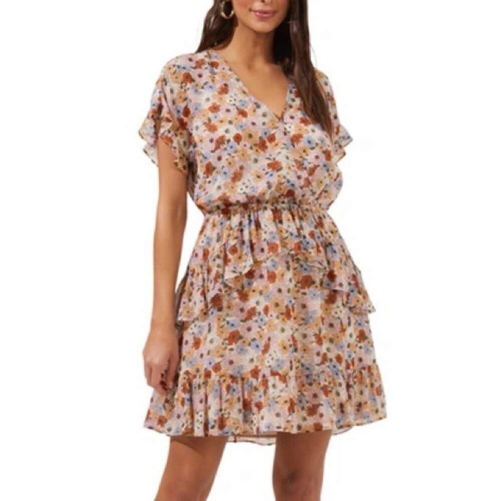 ASTR the Label Multi-Color Floral Ruffle Dress - Size S